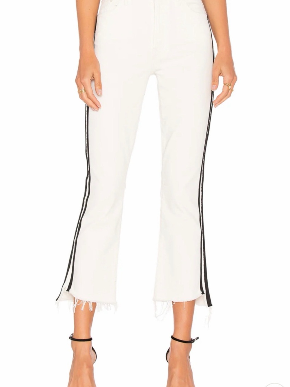 MOTHER White Insider Crop Step Fray Jeans Spring Luxury Designer - Picture 5 of 15